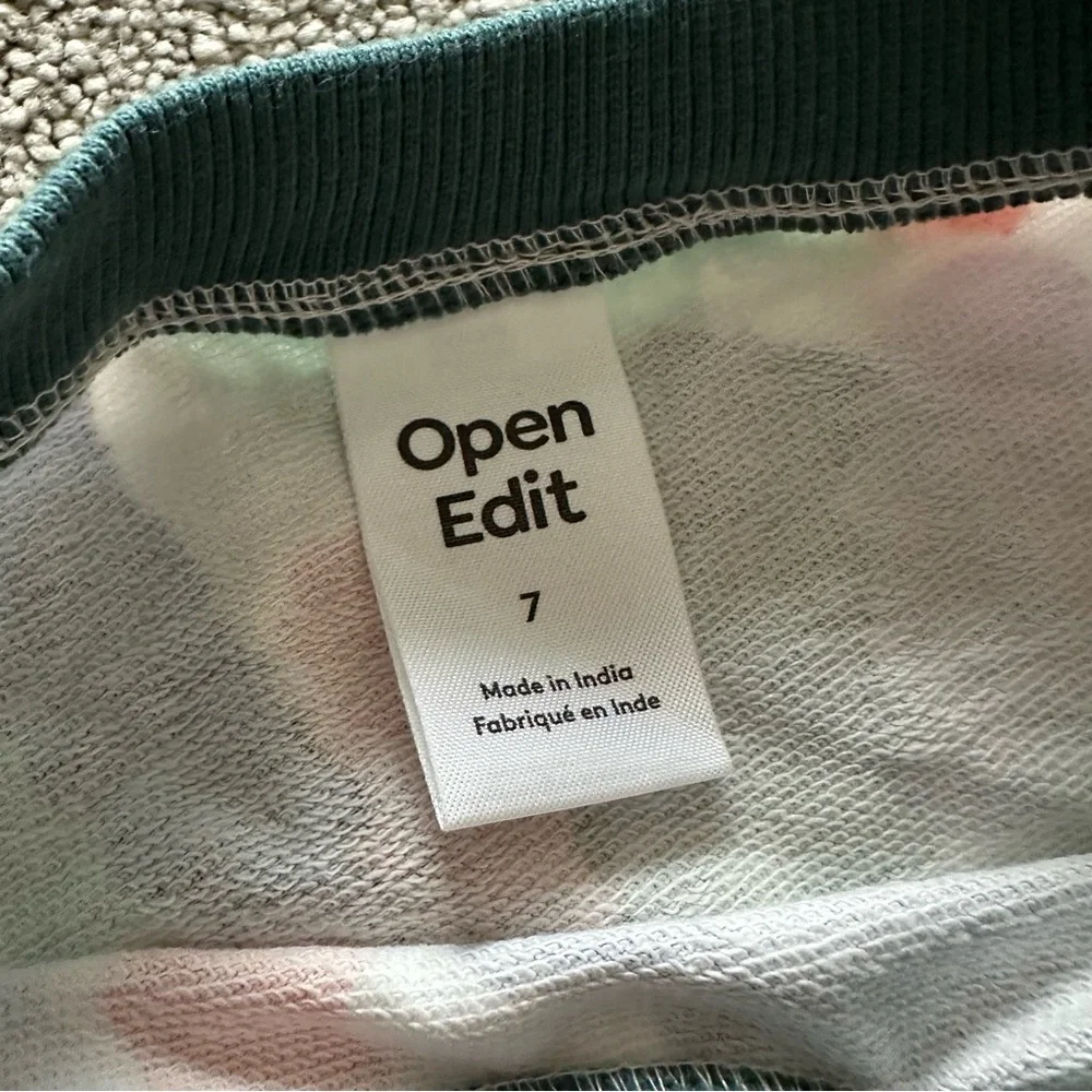 Open Edit Kid's 7 Ivory Cloud Teal Crayon Camo Long‎ Sleeve Crew Neck & Pants